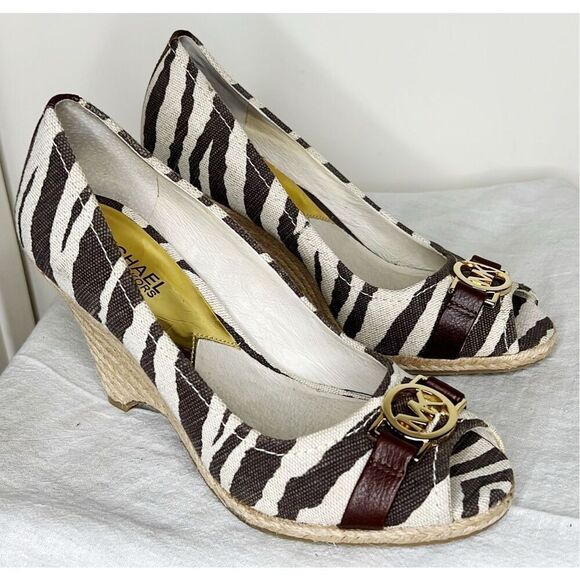 Michael Michael Kors Women's Zebra Print Wedge Platform Espadrilles Nwt Size 7.5 - Picture 3 of 5